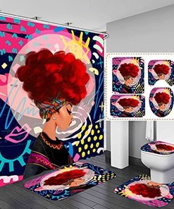 African American Woman Shower Curtain, Cultural Diversity Bathroom Decor, Inspirational Bathroom Accessories