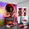 African American Woman Shower Curtain Set With Yellow Accented Bathroom Accessories For Coordinated Decor