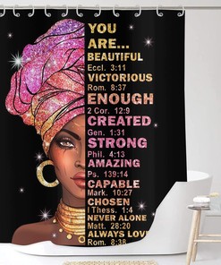 African American Women Motivational Inspirational Quote Black And Pink Shower Curtain For Bathroom Decor 