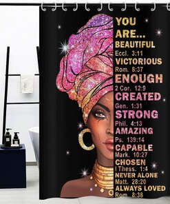 African American Women Motivational Inspirational Quote Black And Pink Shower Curtain For Bathroom Decor