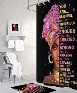 African American Women Motivational Inspirational Quote Black And Pink Shower Curtain For Bathroom Decor 