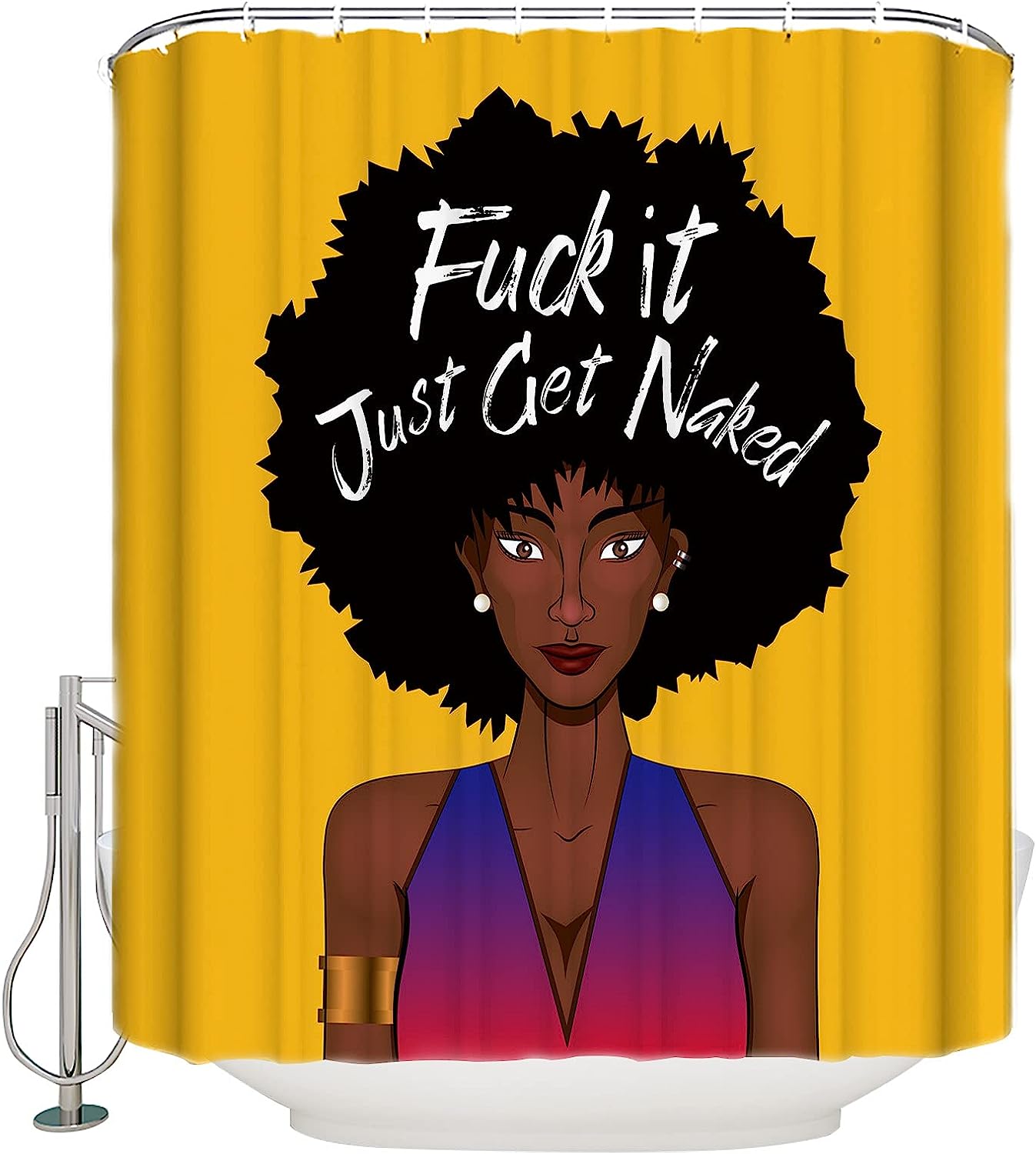 African American Women Print Shower Curtain - Washable Bath Curtains Decor