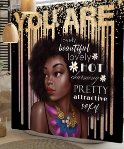 African American Women Queen Gold Quote Renaiss Shower Curtain for Bathroom Decor