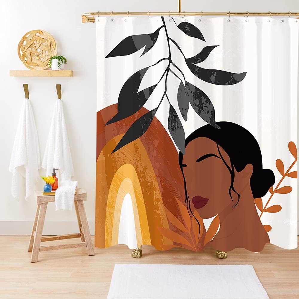 African American Women Shower Curtain with Minimalist Aesthetic