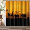 African Animals Giraffe Elephant Sunset Shower Curtain - Wildlife Bathroom Decor