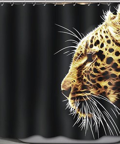 African Big Cat Shower Curtain, Wildlife Bathroom Decor
