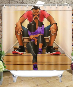 African Couple Black Girl Theme Shower Curtain For Ethnic Bathroom Decor