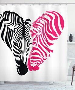 African Couple Love Pink Zebra Shower Curtain with Unique Print and Design 