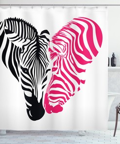 African Couple Love Pink Zebra Shower Curtain with Unique Print and Design