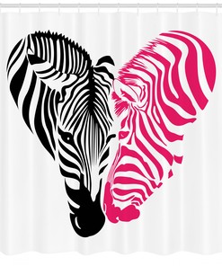 African Couple Love Pink Zebra Shower Curtain with Unique Print and Design