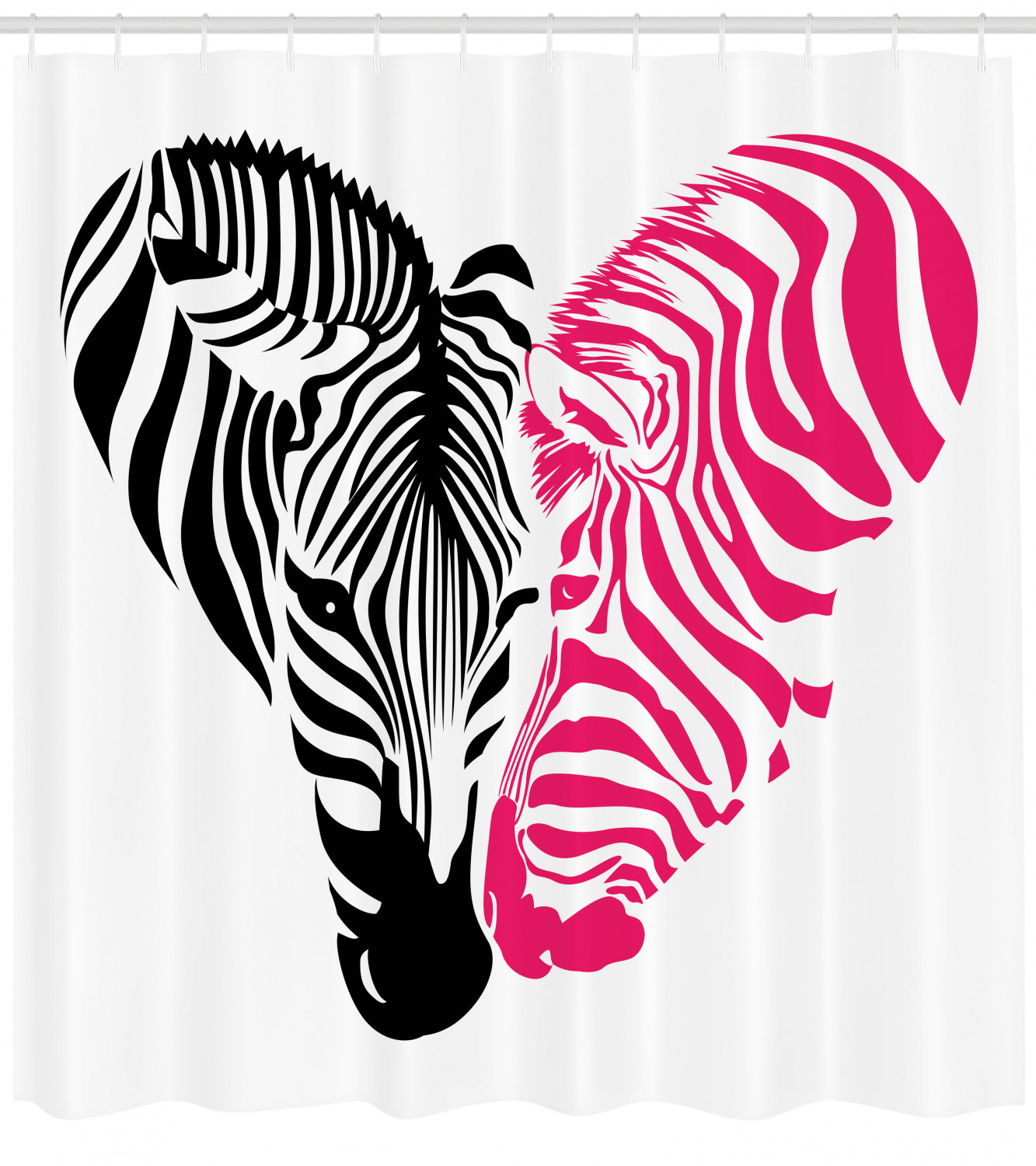 African Couple Love Pink Zebra Shower Curtain with Unique Print and Design