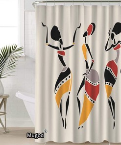 African Dancers Shower Curtain Featuring Figures in Ethnic Style and Dancing Women