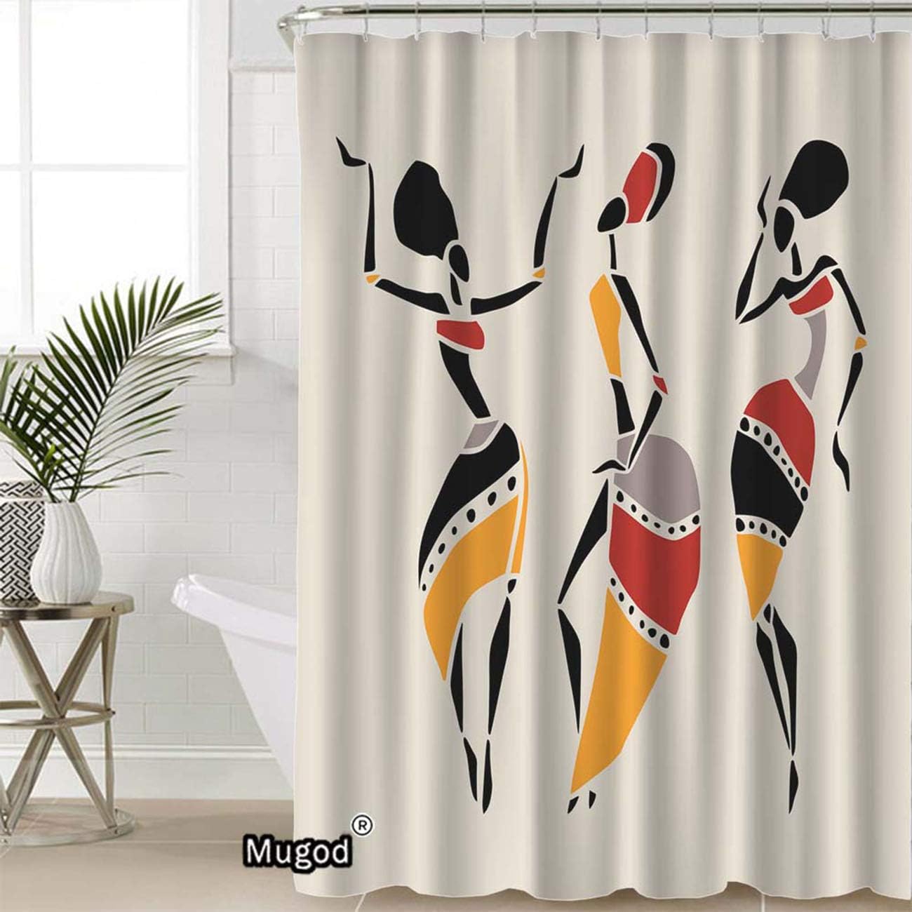 African Dancers Shower Curtain Featuring Figures in Ethnic Style and Dancing Women