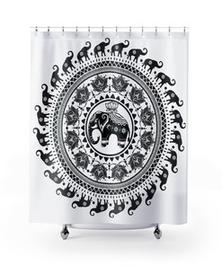 African Elephant Pattern Shower Curtain for an Exotic Bathroom Decor