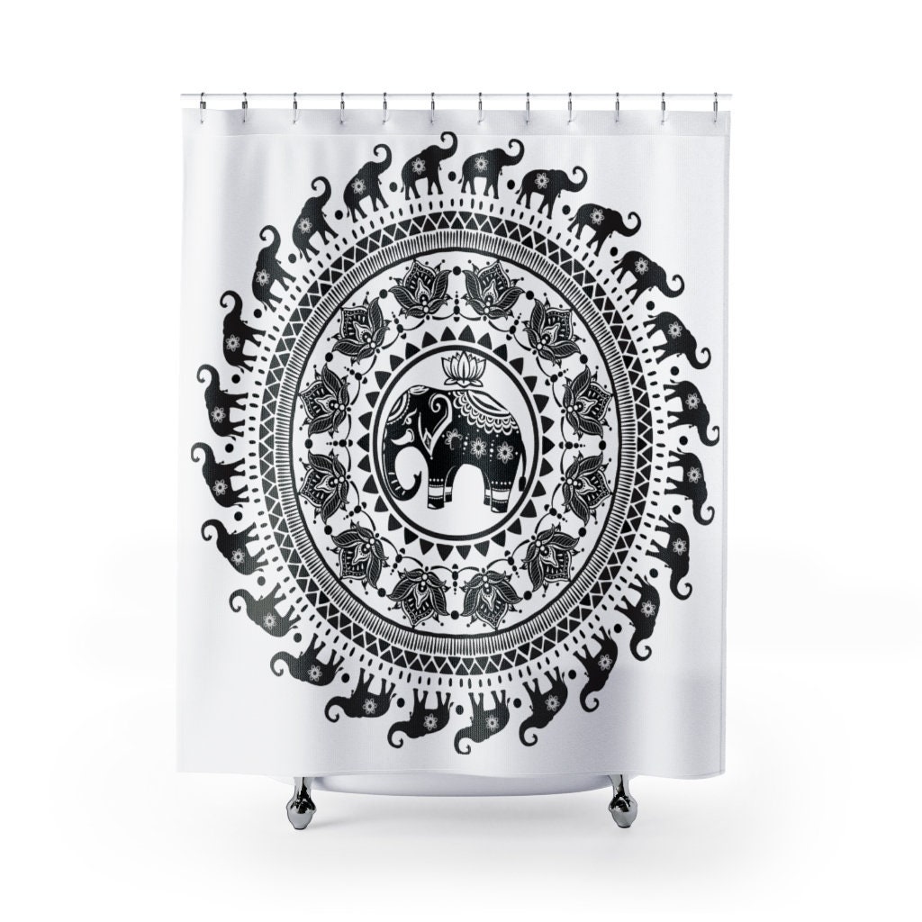 African Elephant Pattern Shower Curtain for an Exotic Bathroom Decor