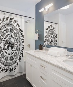African Elephant Pattern Shower Curtain for an Exotic Bathroom Decor