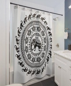 African Elephant Pattern Shower Curtain for an Exotic Bathroom Decor
