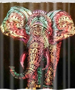 African Elephant Shower Curtain With Wildlife Animal Print