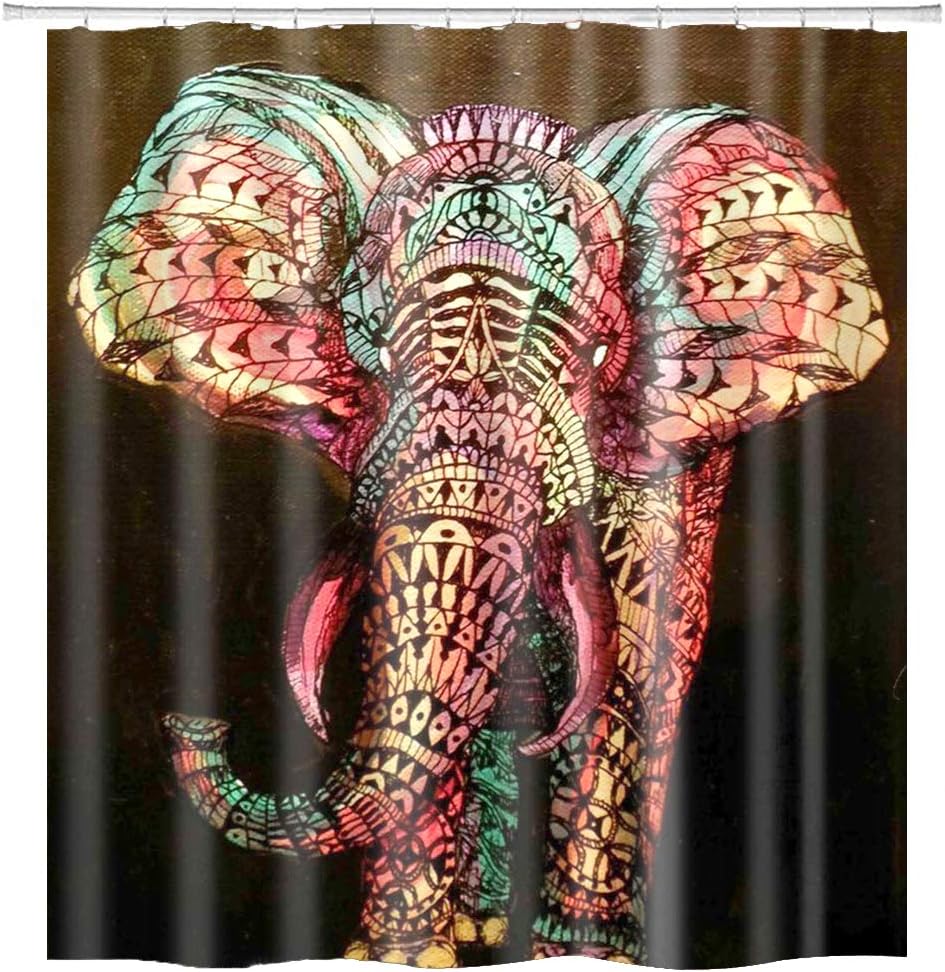 African Elephant Shower Curtain With Wildlife Animal Print