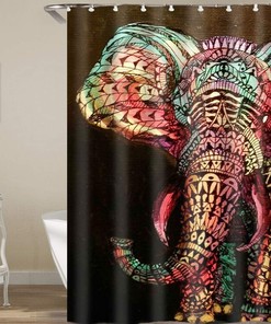 African Elephant Shower Curtain With Wildlife Animal Print