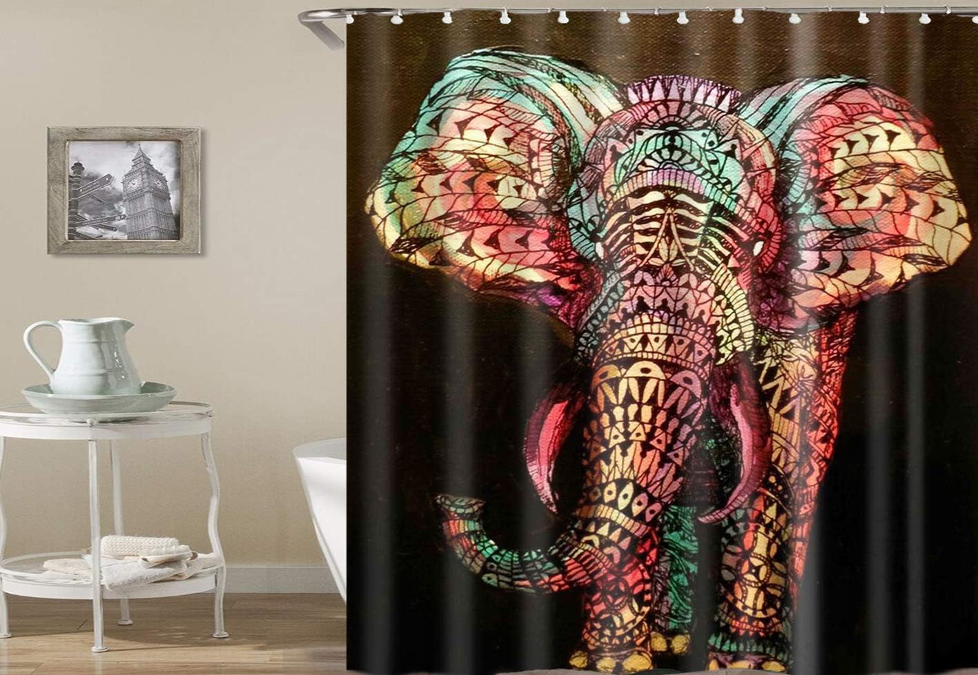 African Elephant Shower Curtain With Wildlife Animal Print