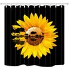 African Forest Animal in Sunset Fabric Sunflower Shower Curtain for Nature-inspired Rustic Bathroom Decor