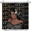 African Girl Gold Bath Inspirational Shower Curtain with Black Afro Print