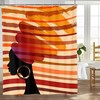 African Girl Tribal Stripes Print Waterproof Fabric Bath Shower Curtain With African American Women - Bathroom Decor