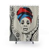 African In Turban Illustration Shower Curtain With Tribal Background For Black Woman Bathroom Decor