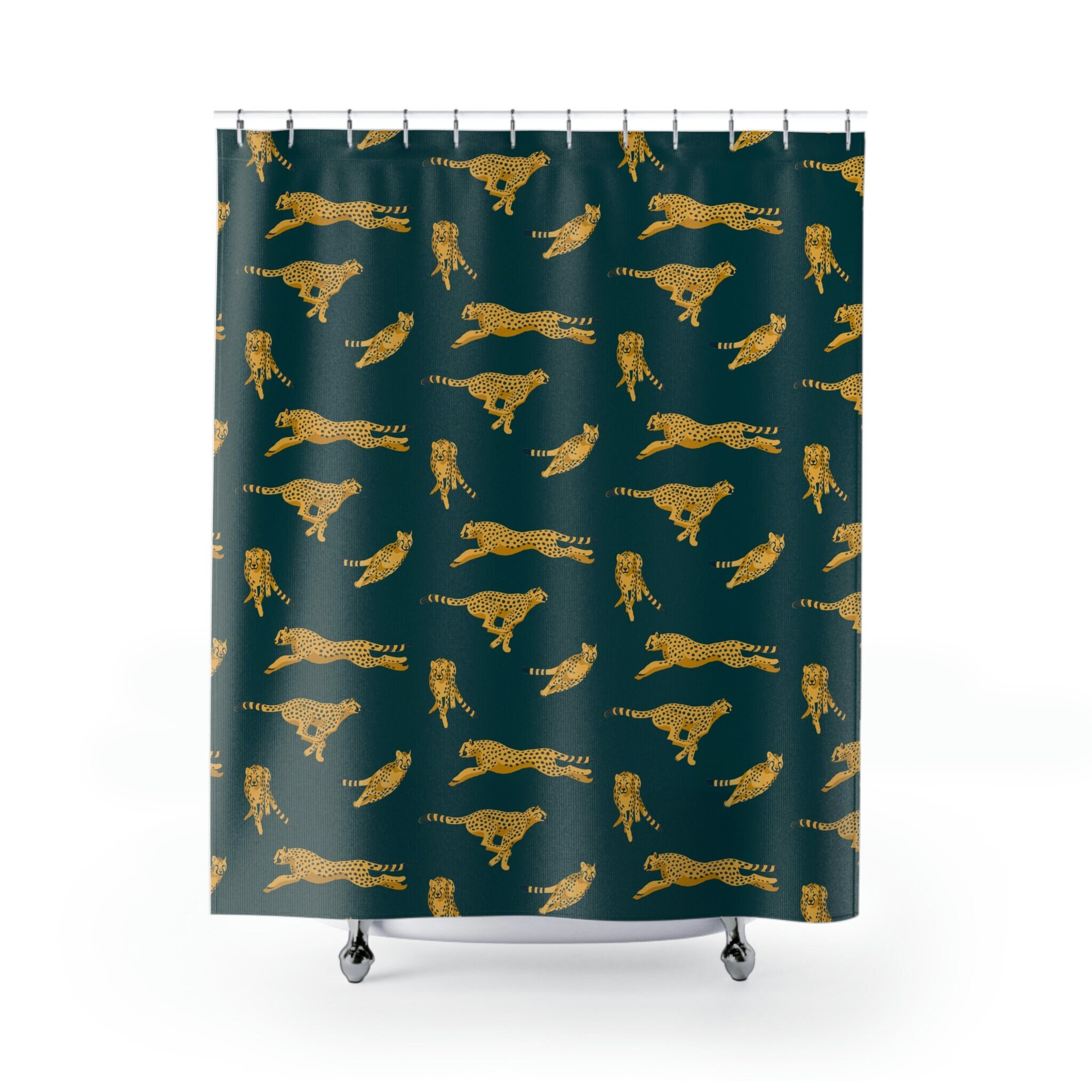 African Inspired Cheetah Shower Curtain, Creative Bathroom Design