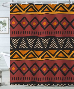 African Inspired Tribal Afrocentric Ethnic Bohemian Motif Geometric Shower Curtain