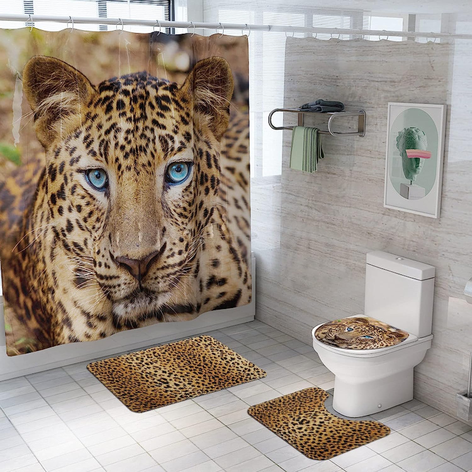 African Leopard Print Shower Curtain - Waterproof Durable Bath Curtain For Bathroom
