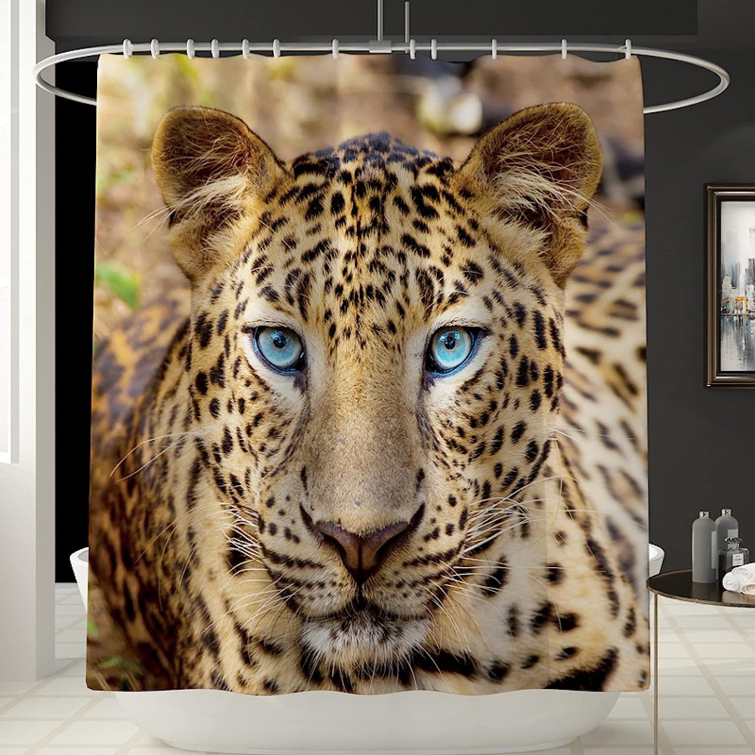 African Leopard Print Shower Curtain - Waterproof Durable Bath Curtain For Bathroom - Image 2