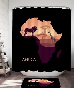 African Lion And Giraffe Shower Curtain