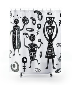 African Pattern Shower Curtain for Tribal Bathroom Decor, 72x72 - Unique Shower Curtains