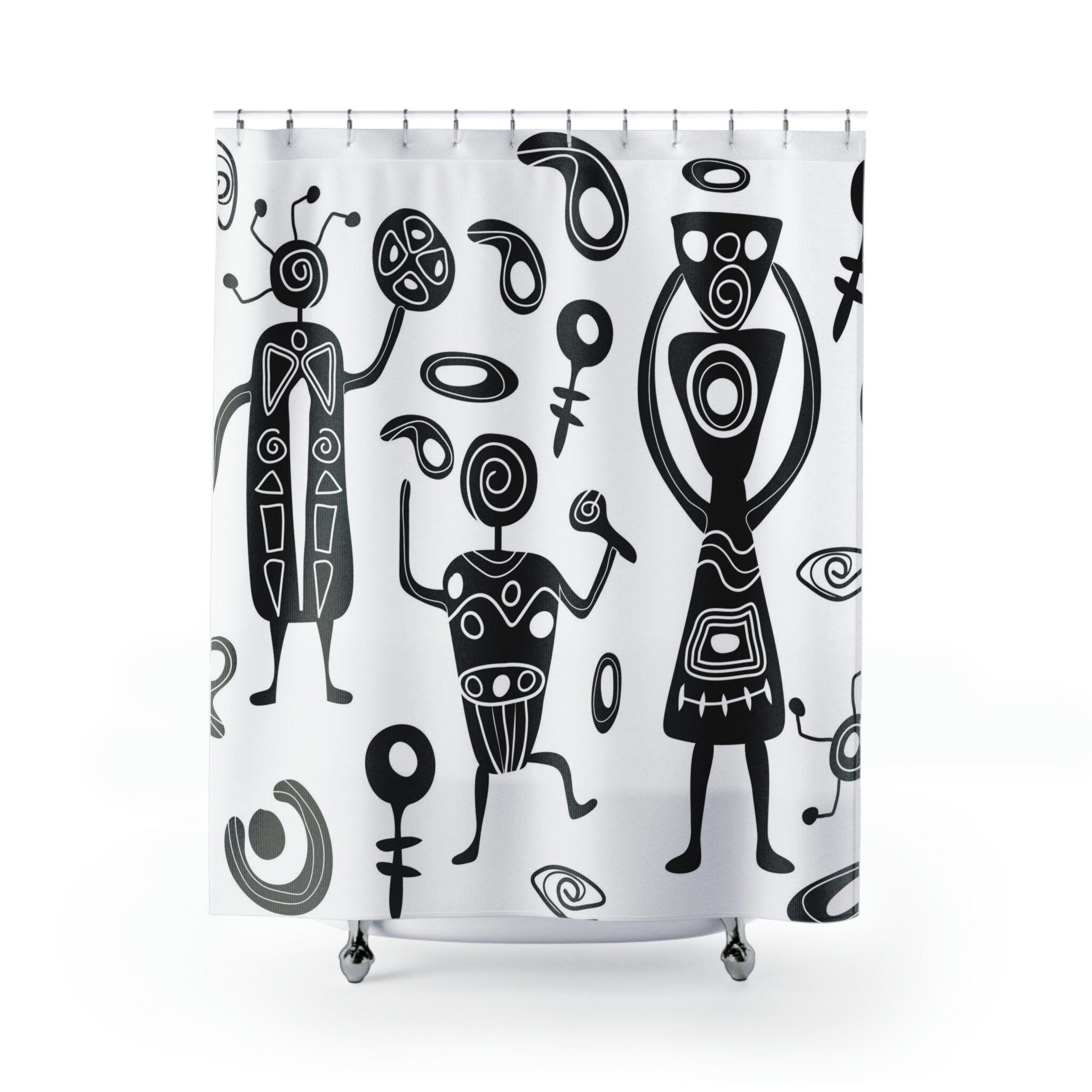 African Pattern Shower Curtain for Tribal Bathroom Decor, 72x72 - Unique Shower Curtains