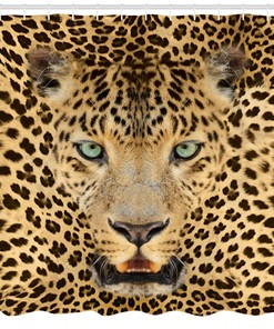 African Predator Leopard Shower Curtain for Animal Print Bathroom Decor