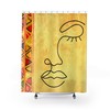African Print African Women Line Art Print Shower Curtain Featuring 71 Print - Waterproof Fabric