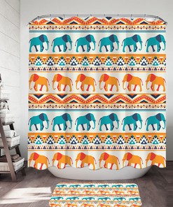 African Print Elephant Shower Curtain: Ideal For Exotic-Themed Bathrooms