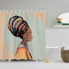 African Print Shower Curtain With African Woman For Black Girl Bathroom Decor