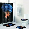African Queen Blue Afro Bathroom Shower Curtain And Toilet Seat Set