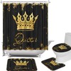 African Queen Crown Waterproof Shower Curtain, Golden Black Bath Decor,