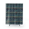 African Safari Shower Curtain With Blue Giraffe And Elephant, Ethno African Bathroom Decor
