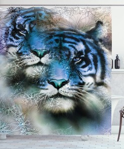 African Safari Tigers Print Animal Shower Curtain For Bathroom