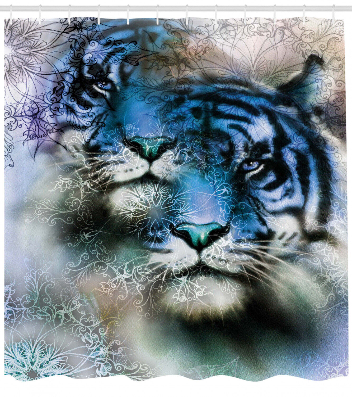 African Safari Tigers Print Animal Shower Curtain For Bathroom - Image 2