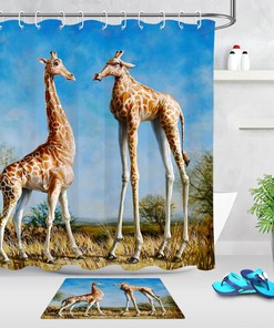 African Savanna Wild Giraffe Animal Funny Shower Curtain - Cute Bathroom Decor