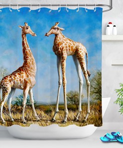 African Savanna Wild Giraffe Animal Funny Shower Curtain - Cute Bathroom Decor