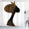 African Shower Curtain - Face Profile Silhouette Woman Headscarf Art Folk Elements - Cloth Fabric Bathroom Decorr