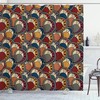 African Shower Curtain - Paisley Motifs Geometric Design Dots Lines Teardrop Shape Curved Tip