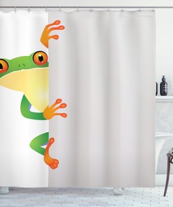 African Shower Curtain With Frog Prince Reptiles Print For Bathroom Decor